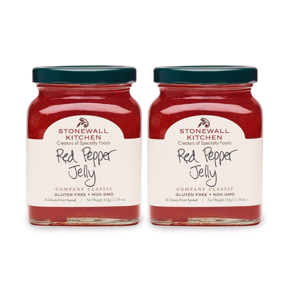 Stonewall Kitchen Red Pepper Jelly 2-pack jar, ideal for snacks and entertaining.