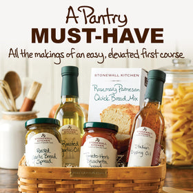Stonewall Kitchen roasted garlic oil, enhances pizzas and greens.
