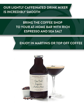 Stonewall Kitchen Sea Salt Espresso Martini Mixer glass served for a rich nightcap.