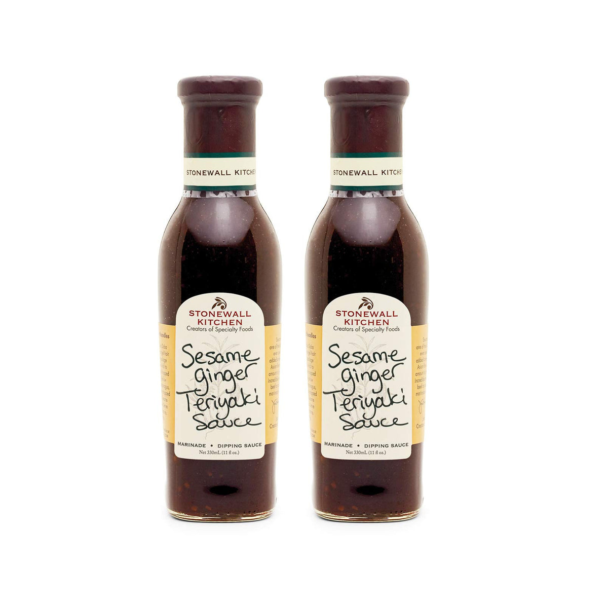 Stonewall Kitchen sesame ginger teriyaki sauce 2-pack bottle for quick weeknight meals.