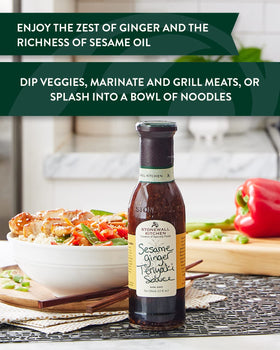 Stonewall Kitchen sesame ginger teriyaki sauce bottle pour ideal for stir-fries.