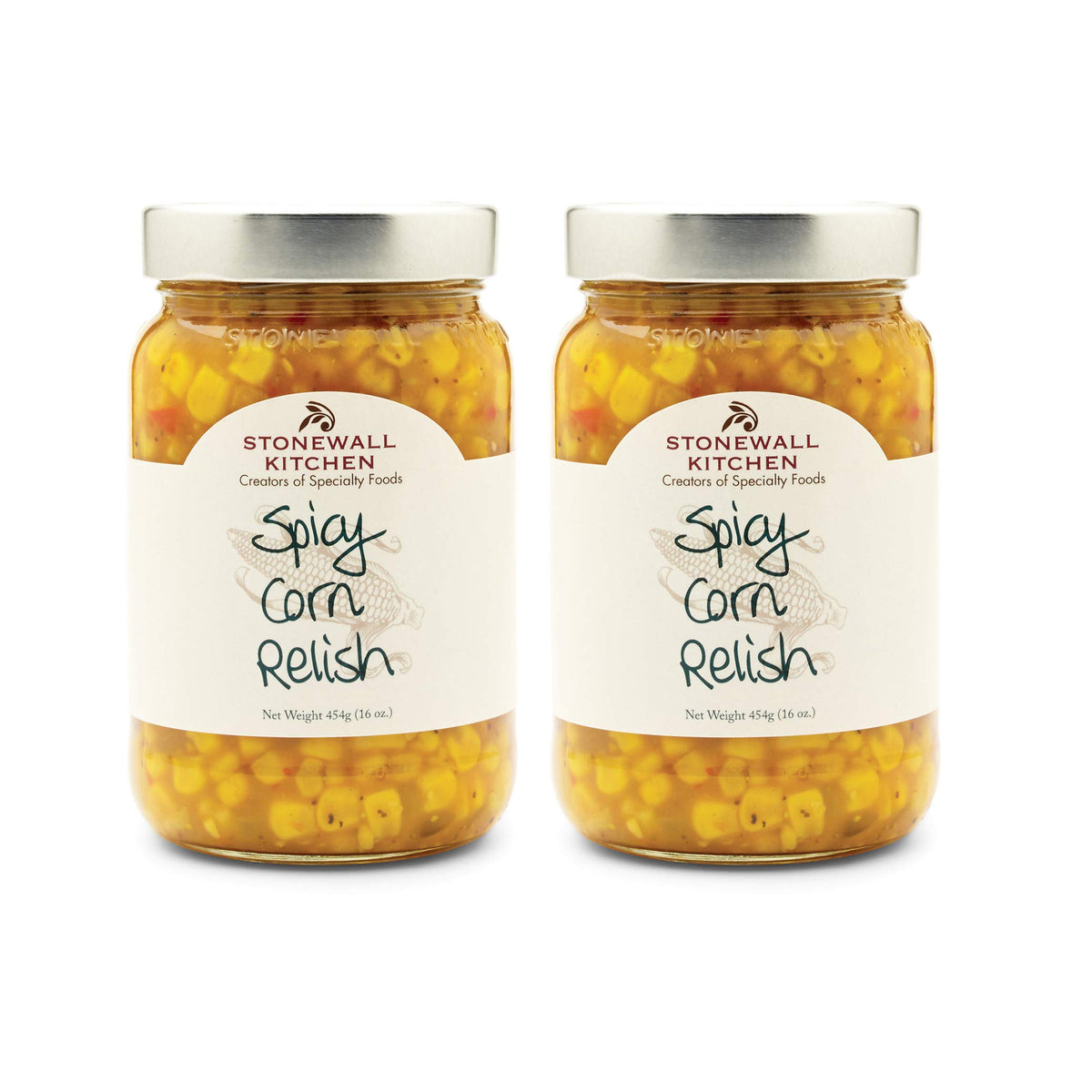 Stonewall Kitchen Spicy Corn Relish jar close-up, ready to elevate nachos
