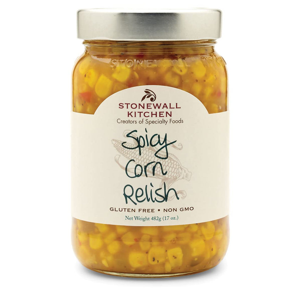 Stonewall Kitchen Spicy Corn Relish jar boosts bold flavor for everyday meals