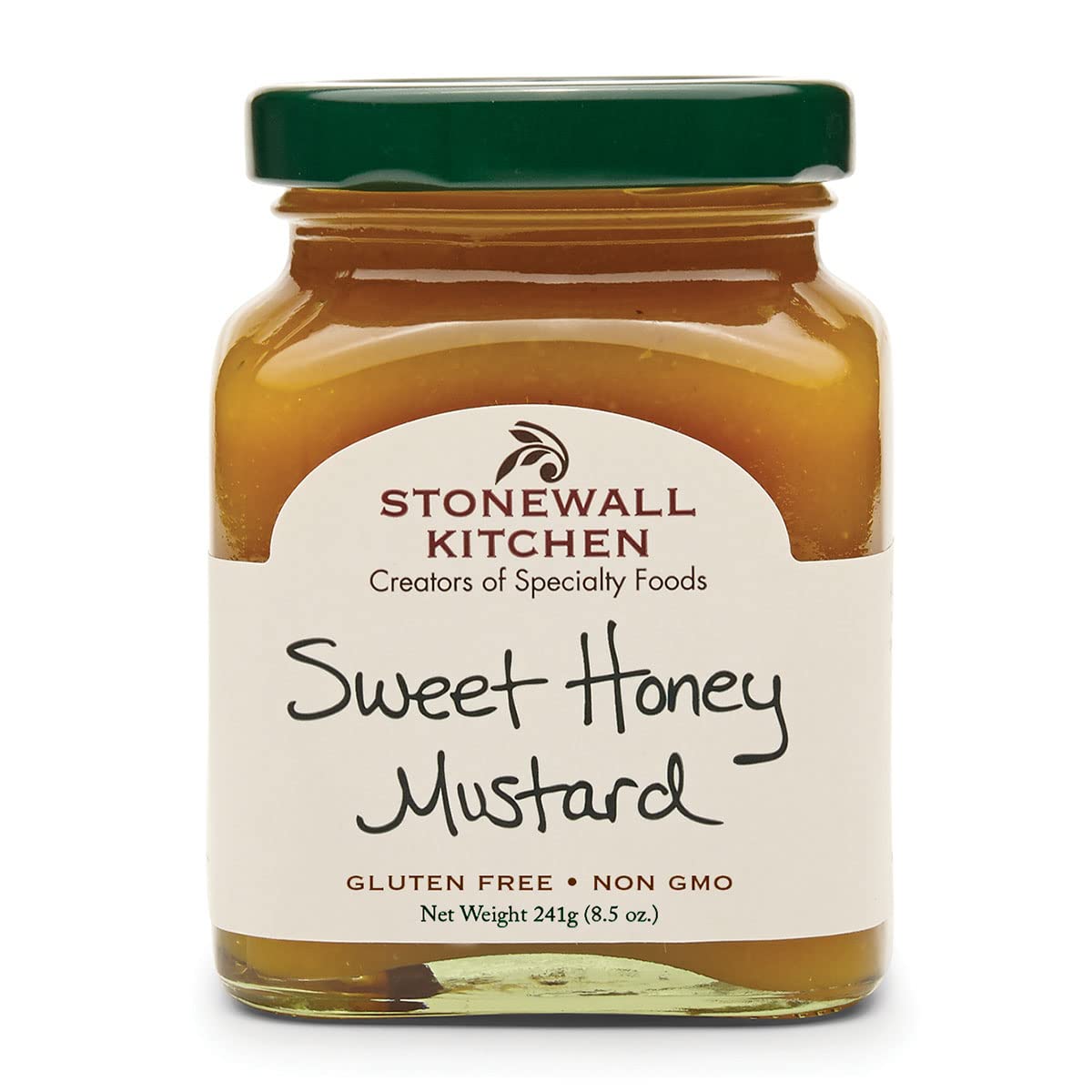 Stonewall Kitchen Sweet Honey Mustard bottle front, ideal for dipping and flavoring meals.
