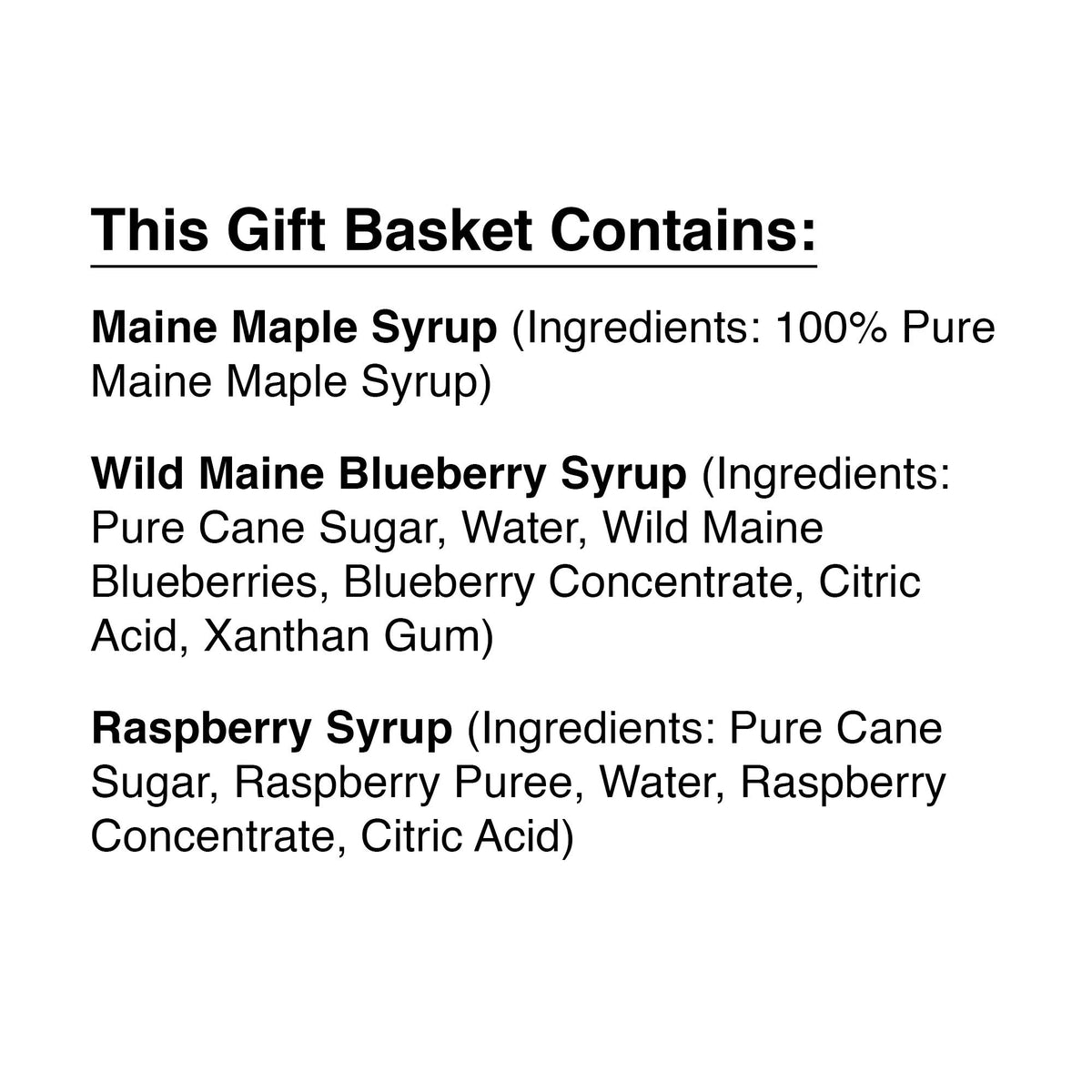 Stonewall Kitchen syrups glass bottle display highlights clear labeling for easy flavor choice.