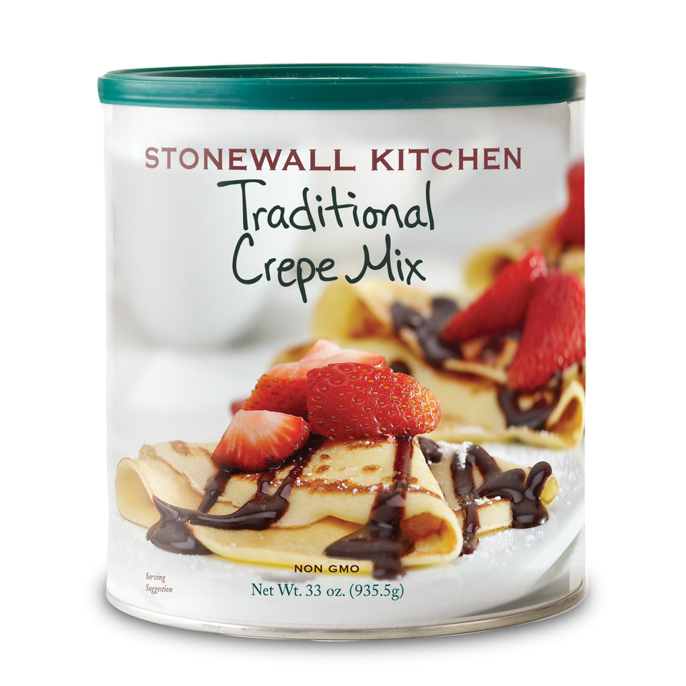 Stonewall Kitchen Traditional Crepe Mix packaging ready for home kitchens.