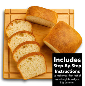 Stoney's Sourdough Starter no-knead bread loaf demonstrates foolproof baking.