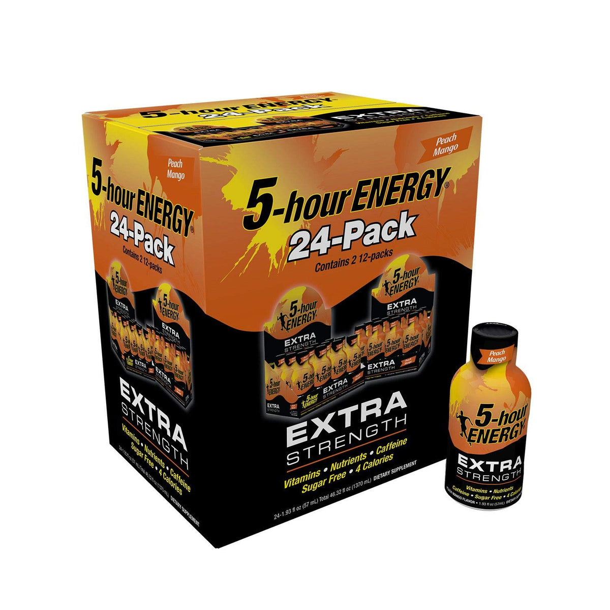 Store-383 5-Hour Energy Shot Peach Mango bottle boosts focus and rapid energy for busy days.