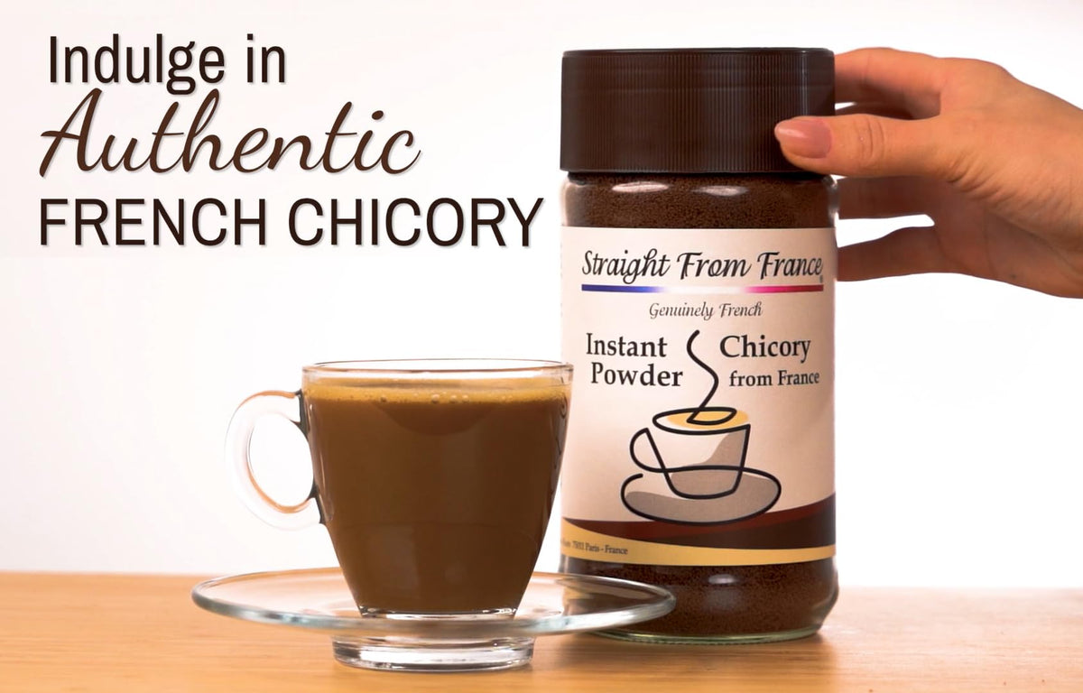 Product label highlights non-GMO and simple ingredients of the chicory powder.