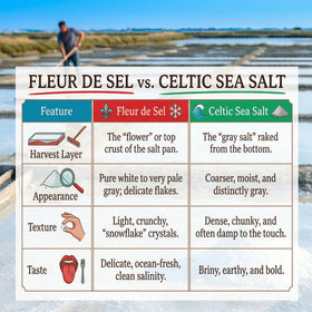 Straight from France Genuinely French Ile de Re harvest salt offers mineral-rich hydration for beverages.