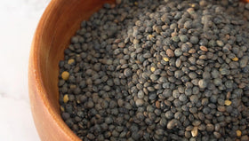 Straight from France Green Lentils plated with vegetables gluten-free and additive-free