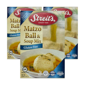Streit’s gluten-free matzo-ball-soup-mix package ready for Passover dinner.