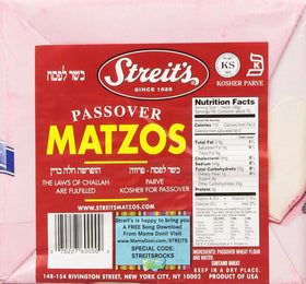 Streit's Matzo 5-box case packaging shown, convenient storage and freshness.