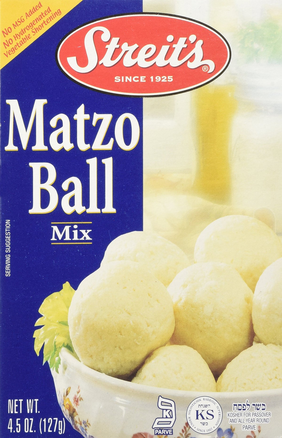 Streit's Matzo Ball Soup Mix three-pack box shown for quick Passover meals.