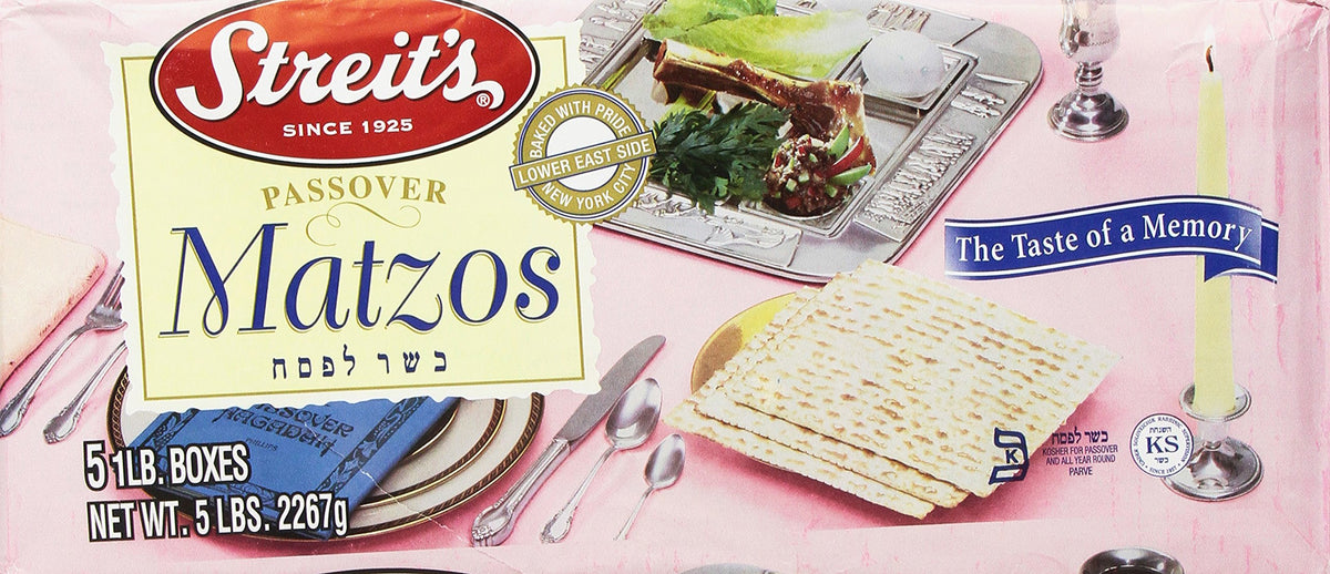 Streit's Matzo airy crackers on a plate, ideal for Passover meals and toppings.