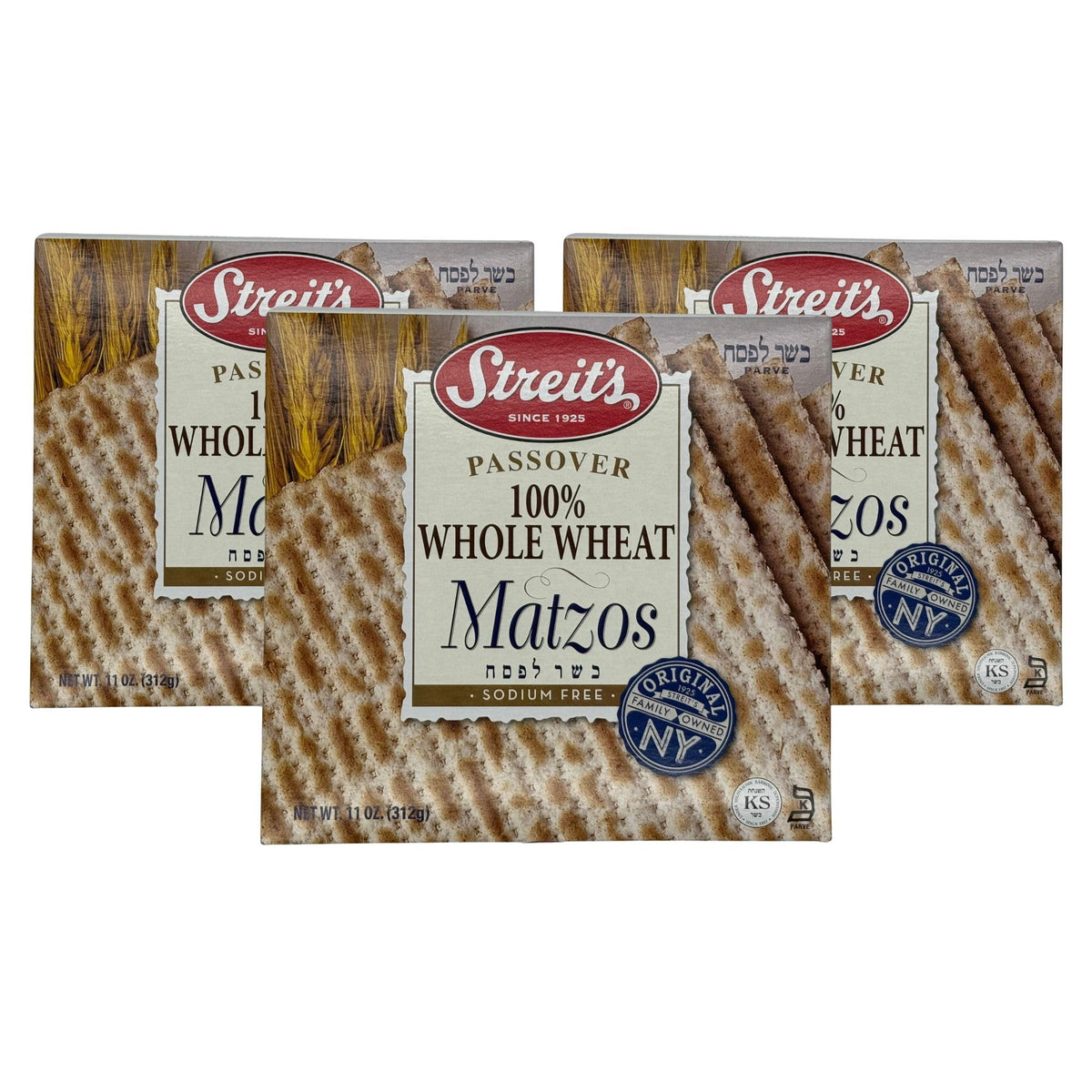 Streit's Passover Whole Wheat Matzo thin crisp 3-pack ready for snacking and meals