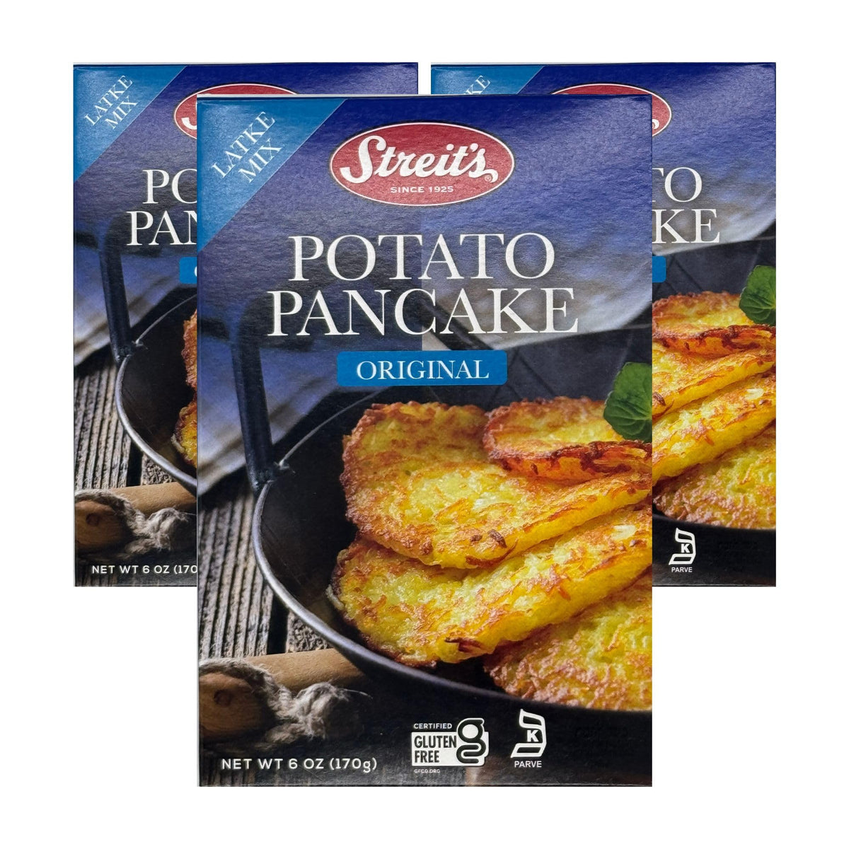 Streit's Potato Pancake Mix pack front—quick, crispy dinners for busy nights.