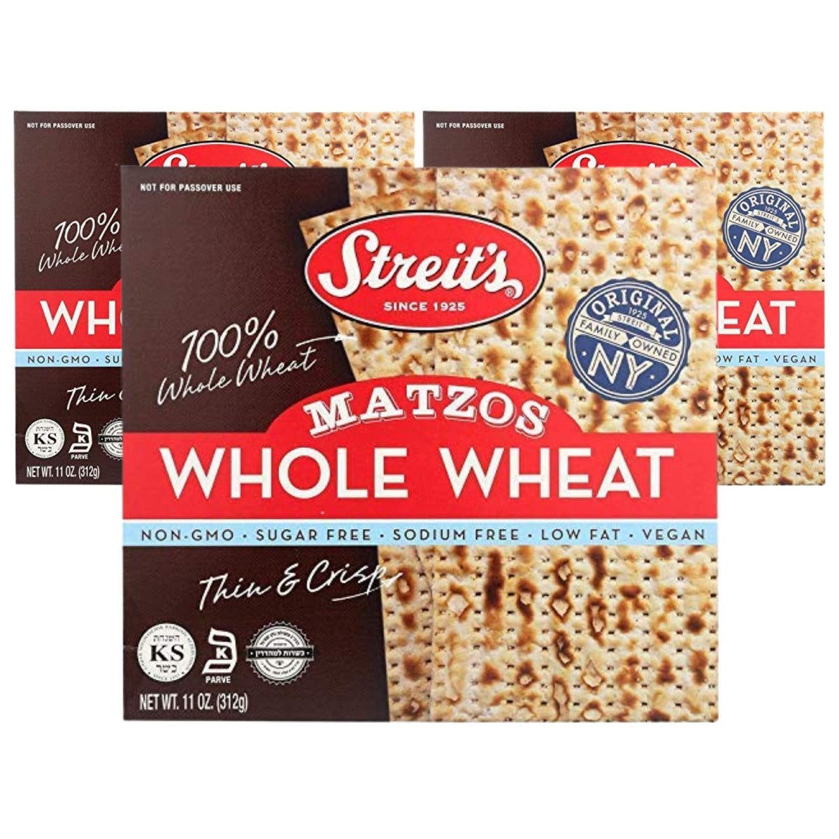 Streit's Whole Wheat Matzo thin-crisp pack 3, perfect as a light base for toppings.