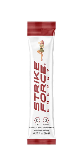Strike Force Energy prepared drink in glass highlighting vibrant, zero-calorie flavor.
