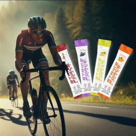 Close-up of Strike Force packaging for travel-friendly energy.