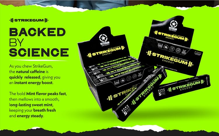 StrikeGum sugar-free formula supports clear energy without sugar crash.