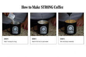 STRONG COFFEE CO. Coffee Booster L-Theanine and Ashwagandha blend for calm energy.