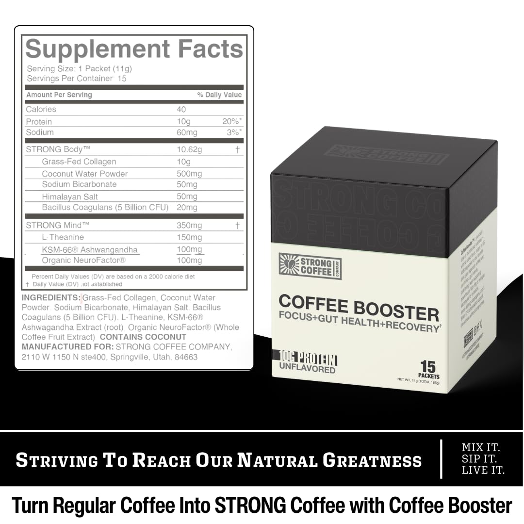 STRONG COFFEE CO. Coffee Booster electrolytes promoting hydration during workouts.