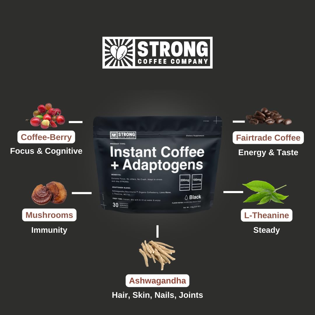 STRONG COFFEE COMPANY Instant Black Coffee scoop for precise strength control
