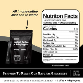 STRONG COFFEE COMPANY instant coffee mug steaming with rich aroma.