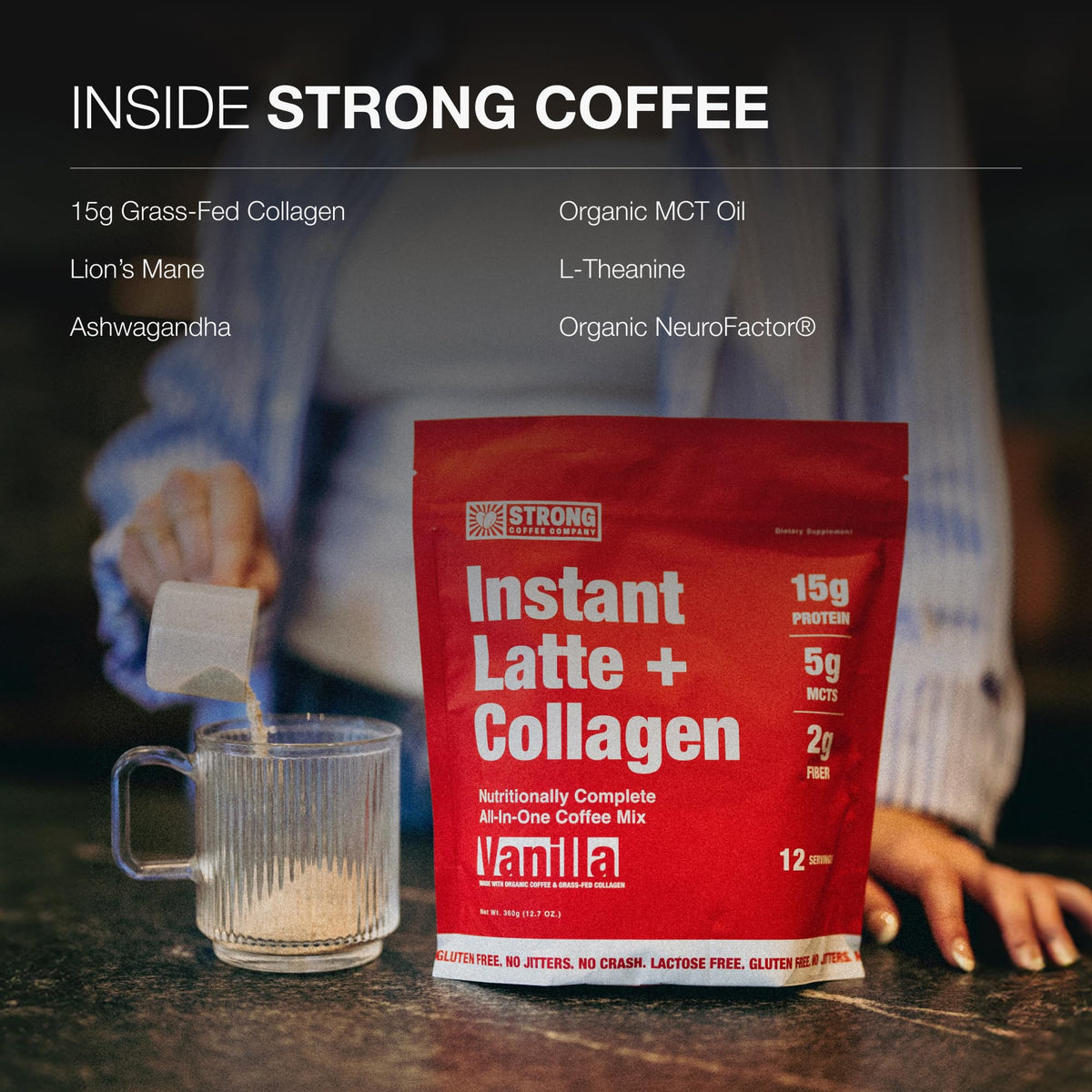 Strong Coffee Co. anti-jitters coffee option with smooth energy.