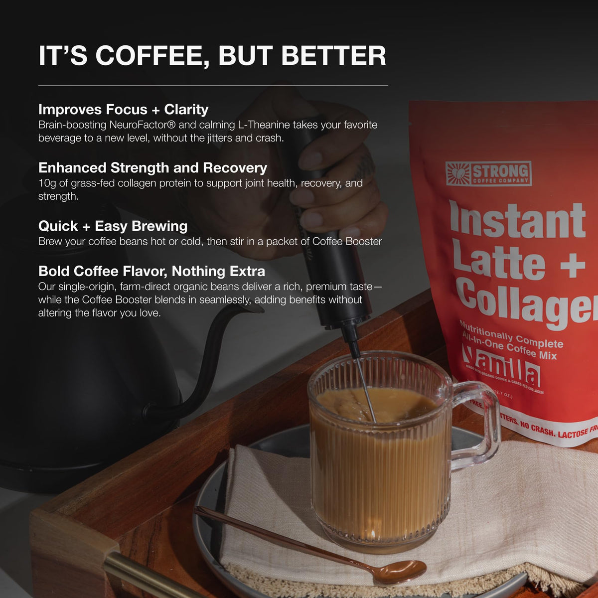 Strong Coffee Co. on-the-go packets for travel and work.