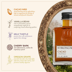 Dash and pour action with Strongwater Cacao Bitters in a drink.