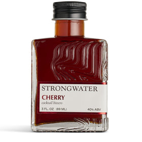 Strongwater Cherry Bitters bottle front, premium craft for elevated cocktails.