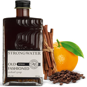 Strongwater Espresso Old Fashioned mixer bottle pour highlights rich espresso and cherry notes.