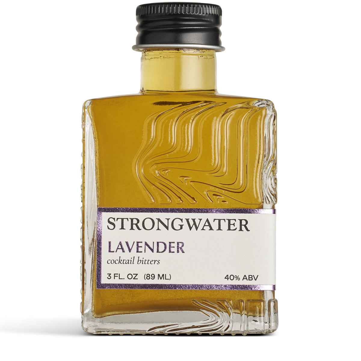 Strongwater Lavender Bitters bottle pour enhances refined cocktails.