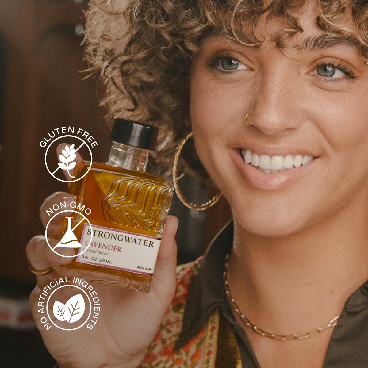 Strongwater Lavender Bitters herbal bloom emphasizes real botanicals in use.