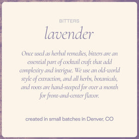 Strongwater Lavender Bitters packaging display communicates handmade, small-batch quality.