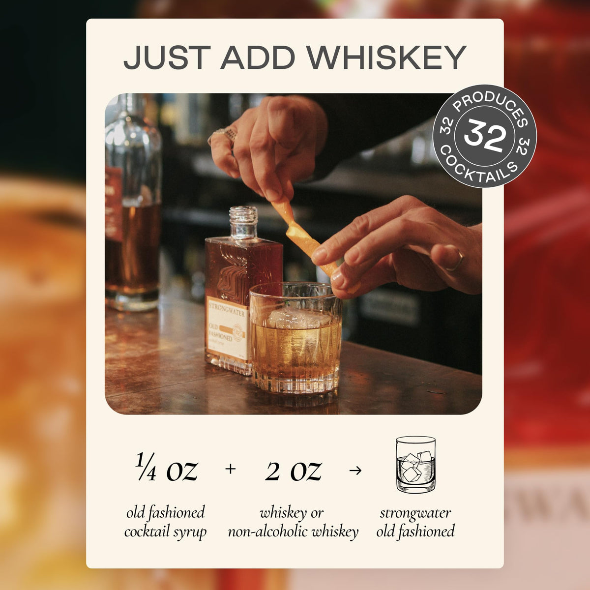 Strongwater non-GMO gluten-free label highlights clean ingredients.