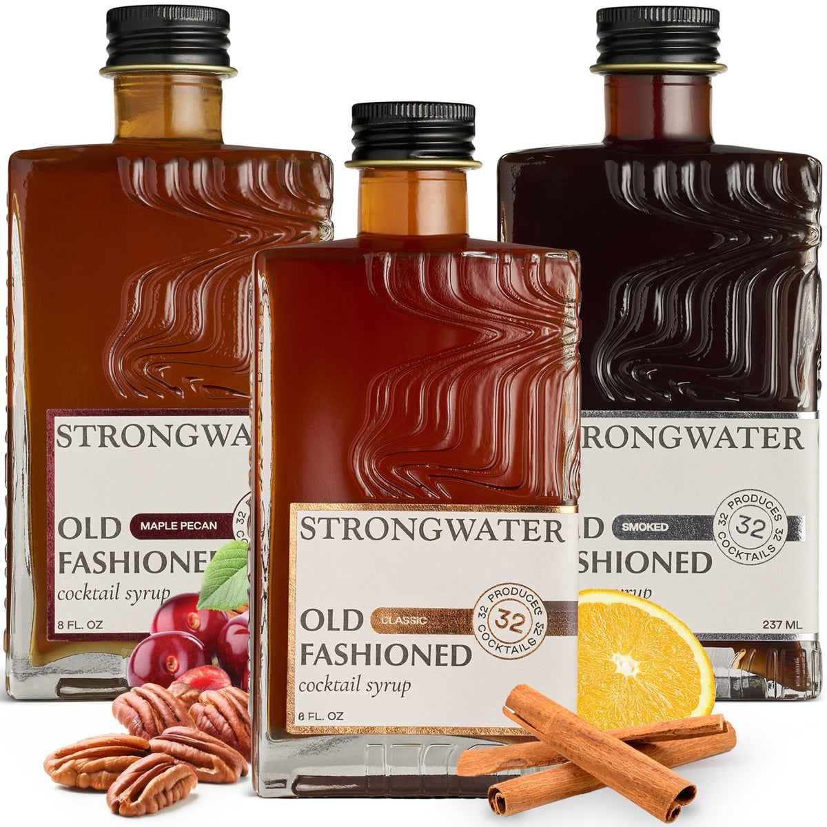 Strongwater Old Fashioned Mixer bottle being poured for easy cocktails