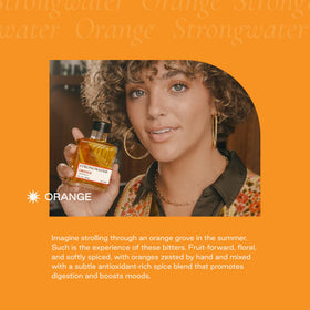 Hand-peeled orange zest featured for bright, balanced citrus in Strongwater bitters.