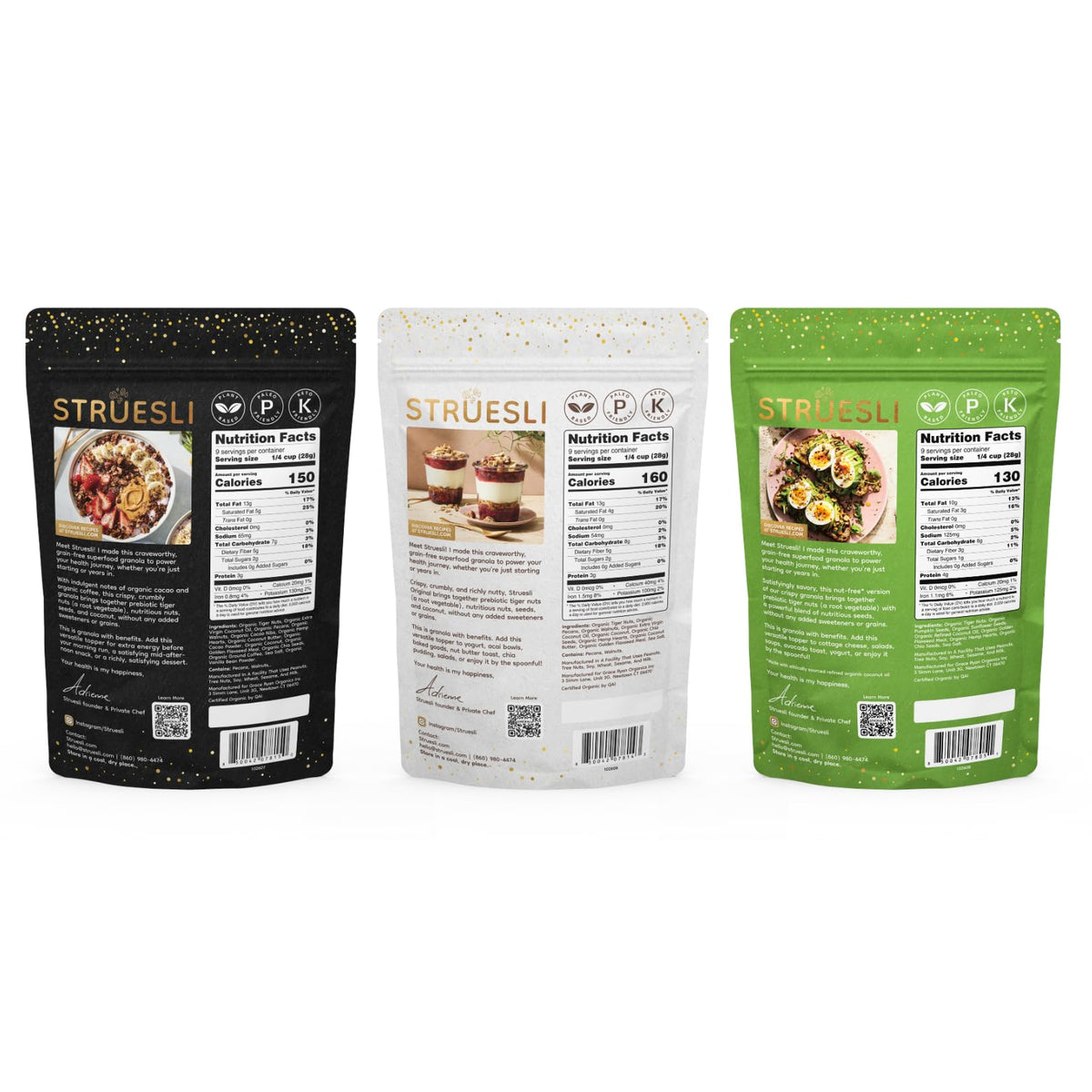 Struesli 3 flavor pack display showing variety for meals