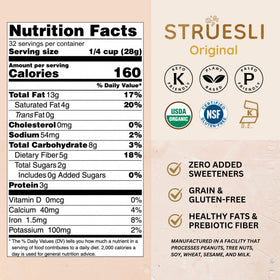 Struesli Original Granola chia seeds close-up showing nutritious fiber for digestion