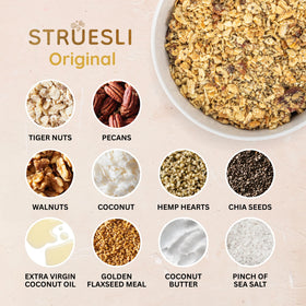 Struesli Tiger nuts and seeds close-up emphasizing texture and crunch