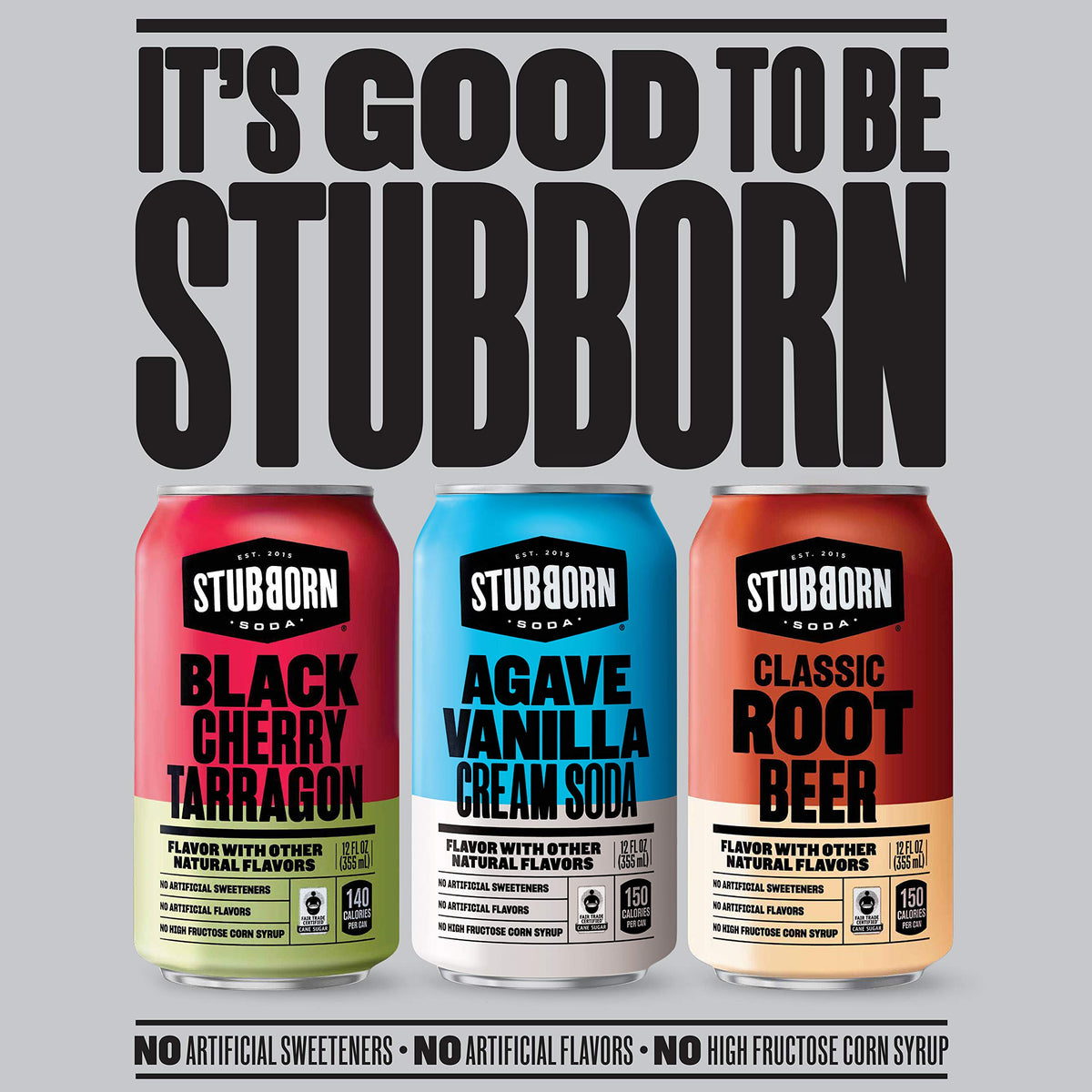 Stubborn Soda classic root beer can—rich, creamy flavor for gatherings or porch moments.