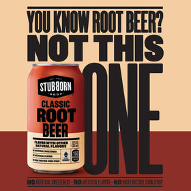 Stubborn Soda Fair Trade Cane Sugar certification graphic signals ethical sourcing and consistent taste.