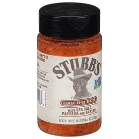 Stubb's BBQ Rub with real sea salt enhances grilling flavor.