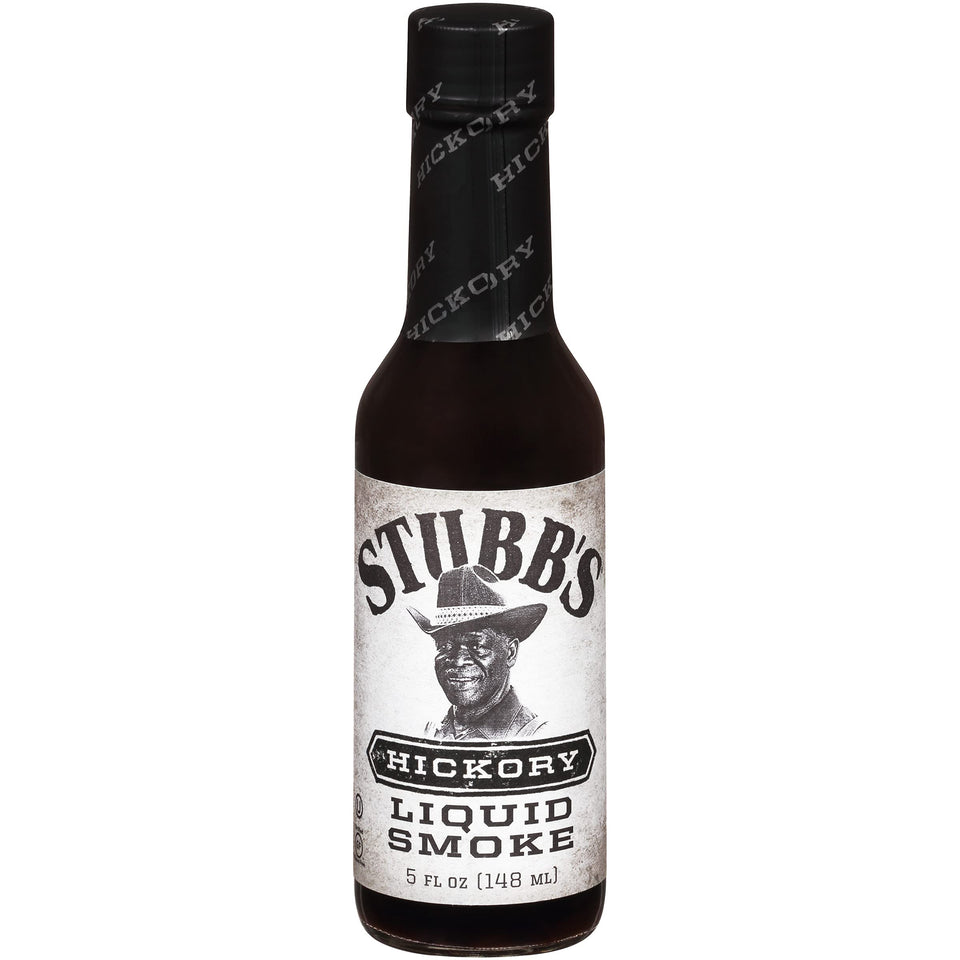 Stubb's Hickory Liquid Smoke bottle front view for smoky flavor