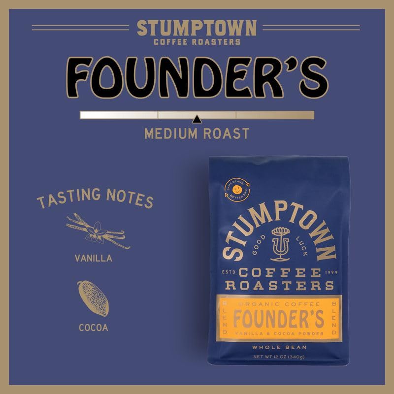 Stumptown Founder's Blend vanilla cocoa note close-up highlighting tasting hints