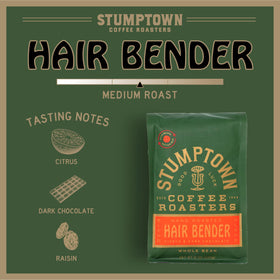 Stumptown Hair Bender brewed cup in a mug demonstrates versatile brewing results.