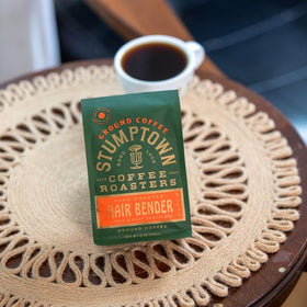 Close-up of Stumptown Hair Bender packaging signaling premium quality for consistent flavor